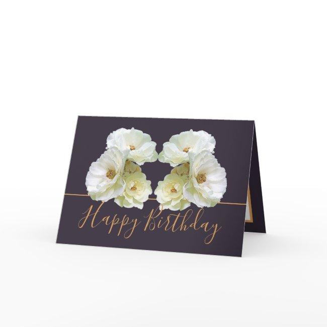 White Roses Chic Elegant Floral Bouquet Birthday Invitations