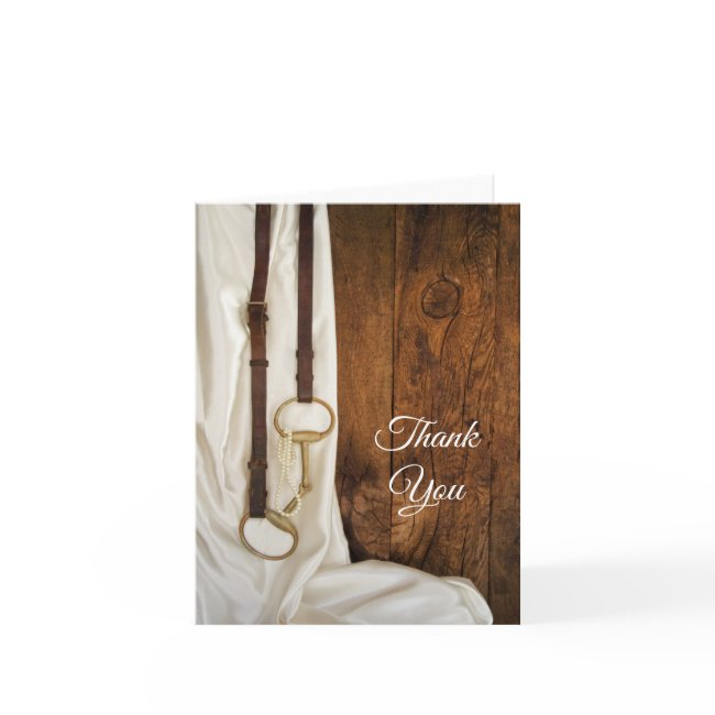 White Satin Horse Bit Western Wedding Thank You