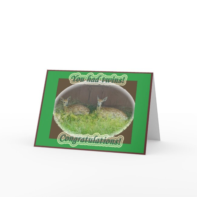 White-tailed Deer Fawns Twins Congratulations Invitations