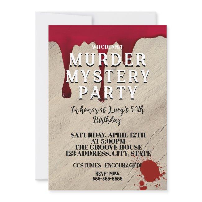 Whodunit Murder Mystery Bloody Party 40th 50th 60 Invitation