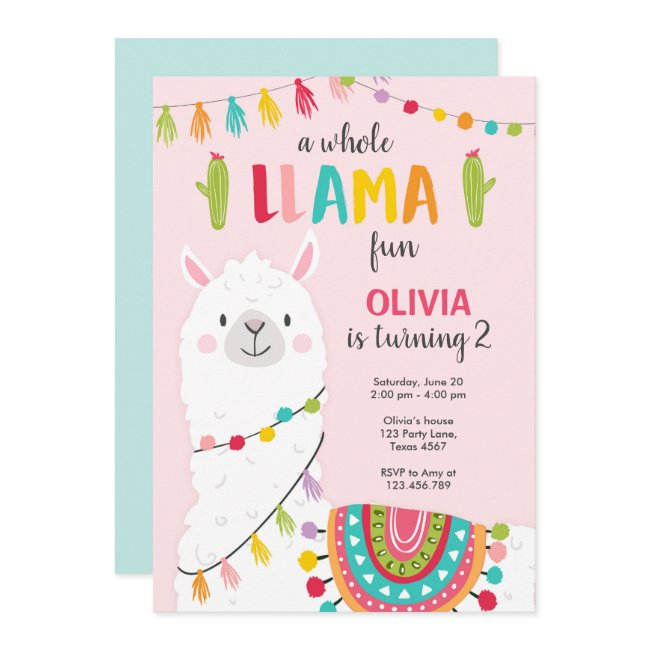 Whole Llama Fun Birthday Invitation Alpace Fiesta