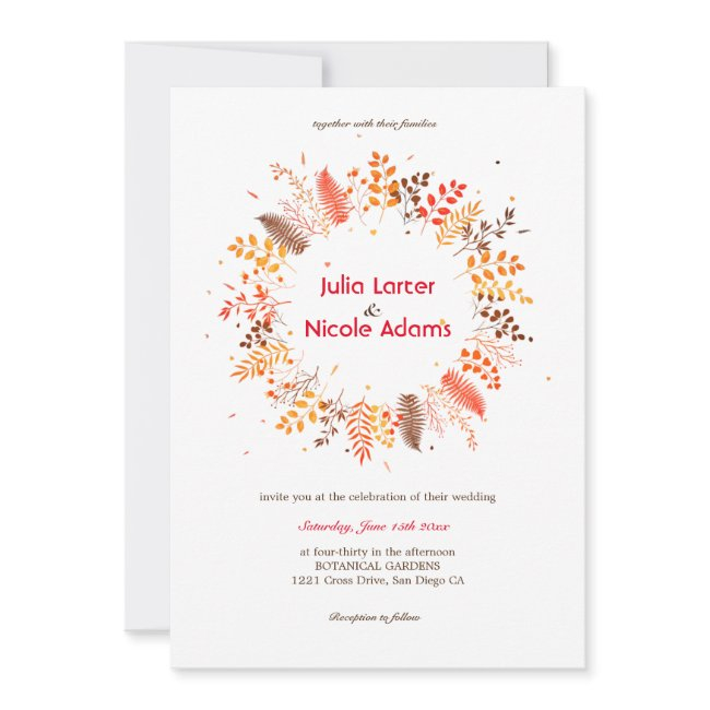 Wild Forest Fern Moss Mushroom Botanical Wedding Invitation