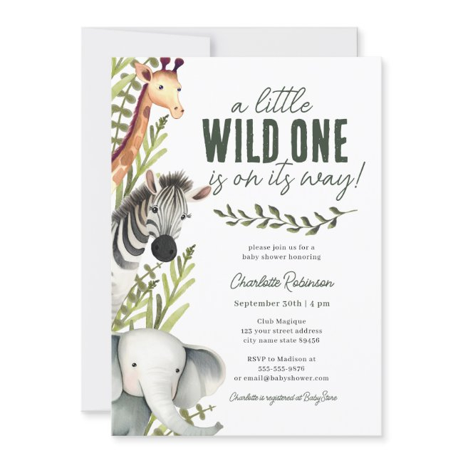 Wild One Safari Animals Boy Baby Shower Invitation