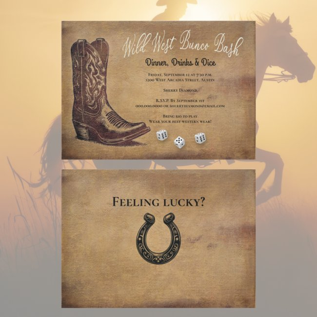 Wild West Cowboy Boot Bunco Invitation