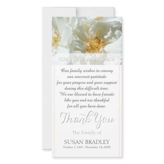 Wild White Roses Sympathy Thank You W Photo Invitations