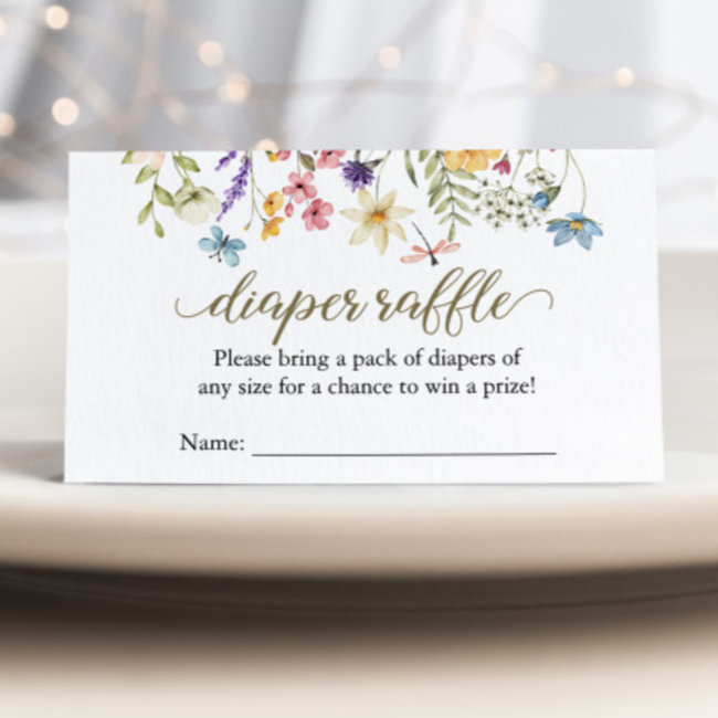 Wildflower Baby In Bloom Diaper Raffle Baby Shower Enclosure Invitations