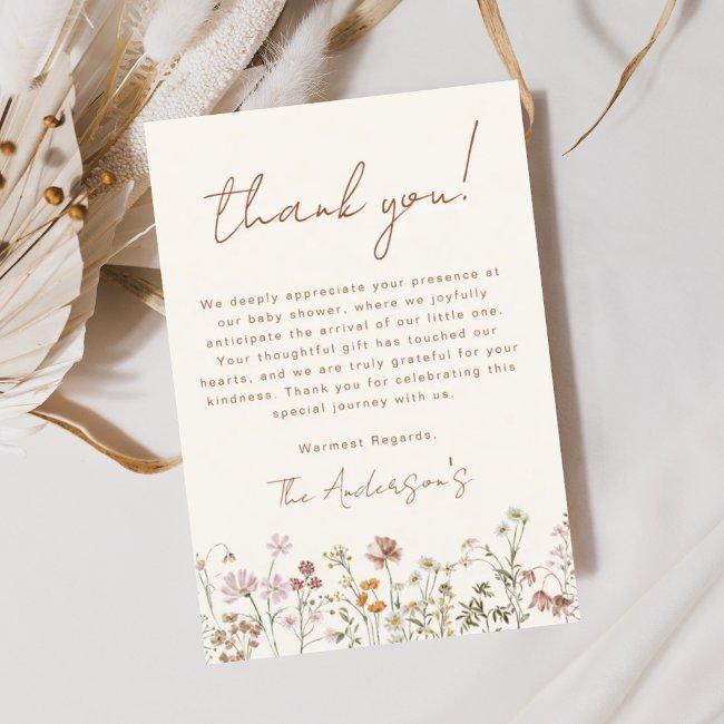 Wildflower Baby Shower Terracotta Thank You Invitations Flyer