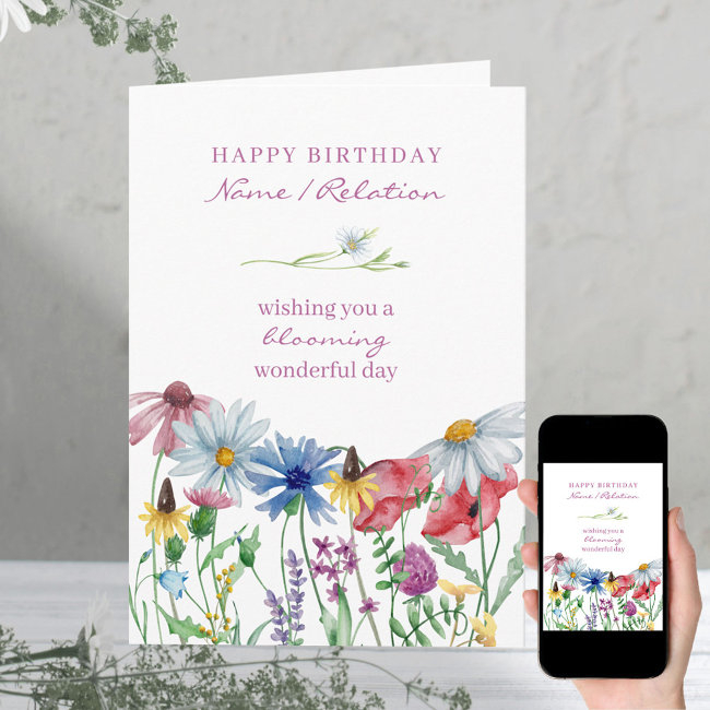 Wildflower Blooming Wonderful Floral Birthday Invitations