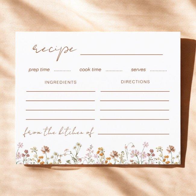 Wildflower Bridal Shower Garden Recipe Invitations