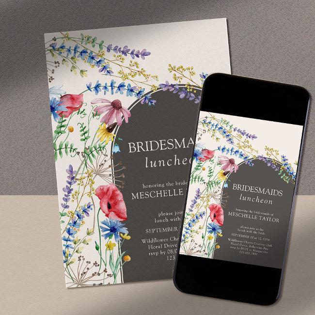 Wildflower Charm Floral Arch Bridesmaids Luncheon Invitation