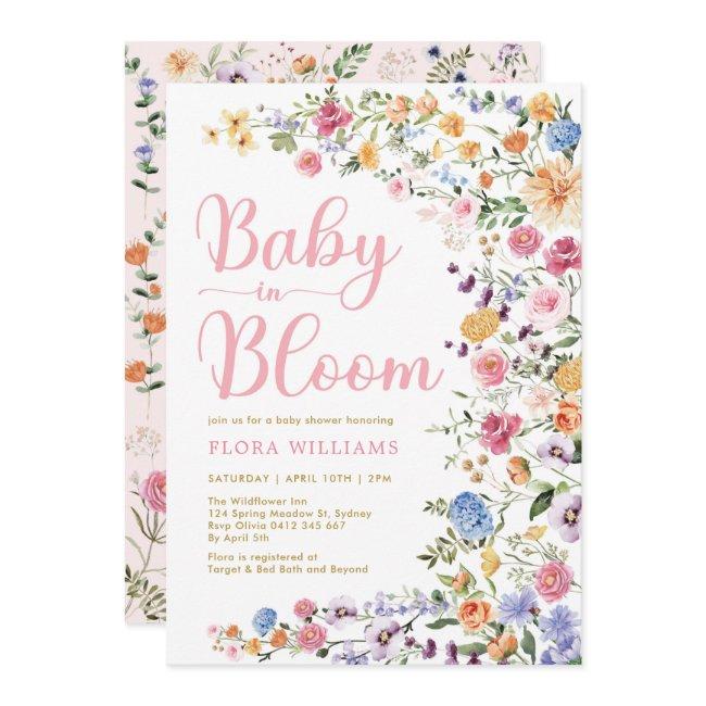 Wildflower Garden Baby In Bloom Baby Girl Shower I Invitation