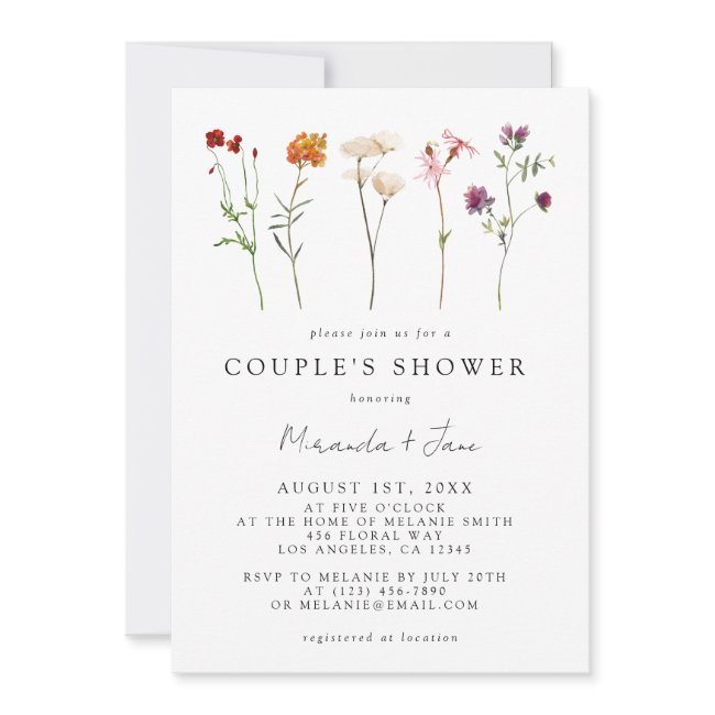 Wildflower Lesbian Pride Floral Couple's Shower Invitation