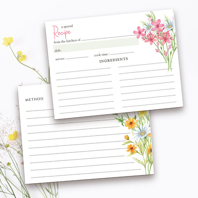 Wildflower Meadow Bridal Shower Recipe Invitations