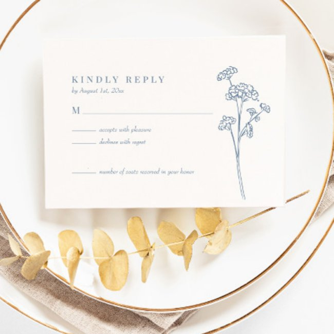 Wildflower Periwinkle Wedding Response Rsvp Invitations