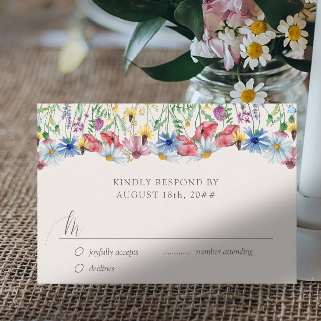 Wildflower Wedding Rustic Country Flower Rsvp Invitations