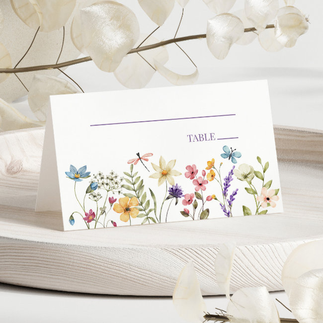 Wildflower Wild Flowers Floral Wedding Place Invitations
