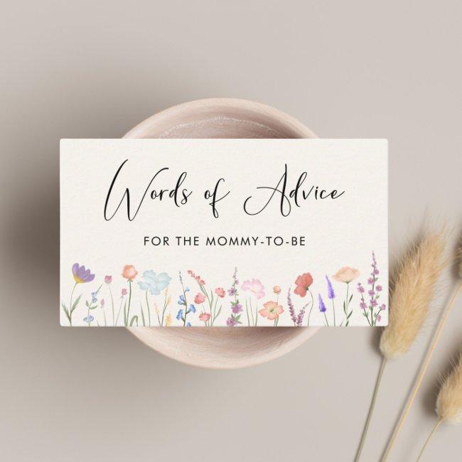 Wildflower Words Of Advice Cream Baby Shower Enclosure Invitations