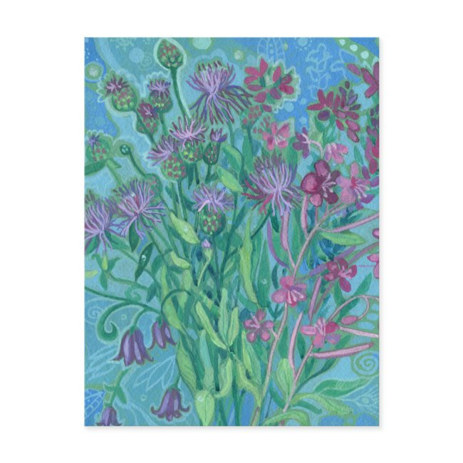 Wildflowers Summer Flowers Bouquet Floral Painting Postinvitations
