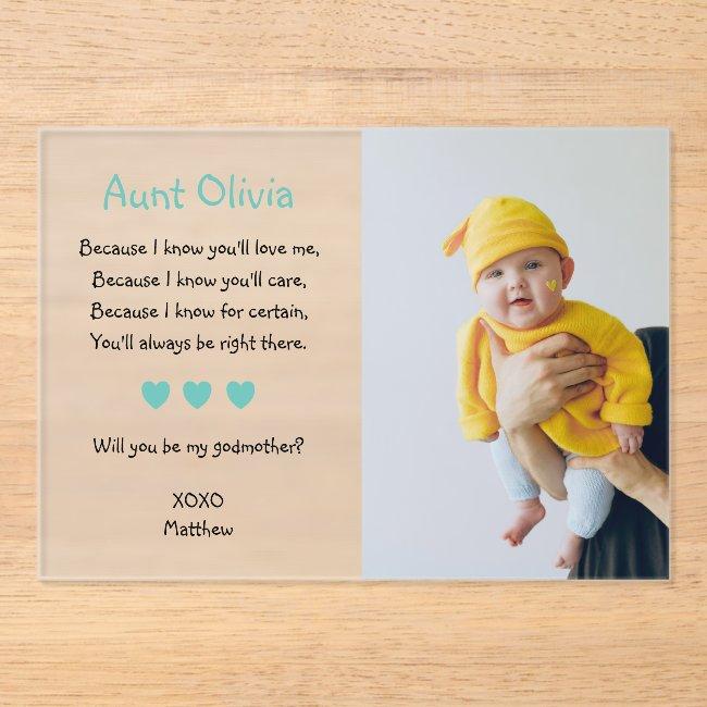 Will You Be My Godmother Proposal Photo Baptism Acrylic Invitations