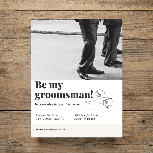 Will You Be My Groomsman 8.5" X 11" Paper Sheet