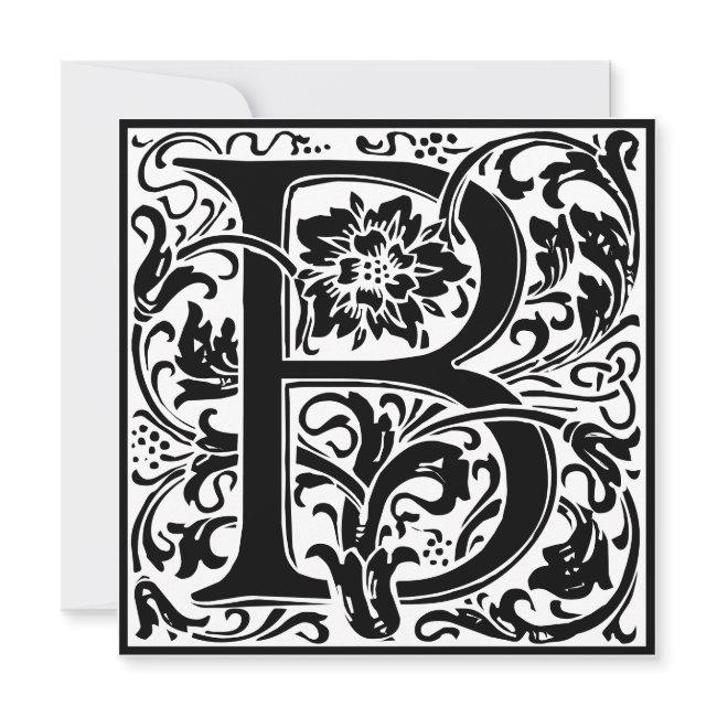 William Morris Floral Alphabet Monogram Letter B Invitation