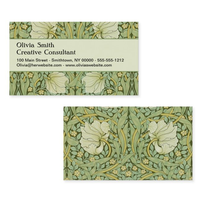 William Morris Pimpernel Floral Blue Wallpaper Business Invitations