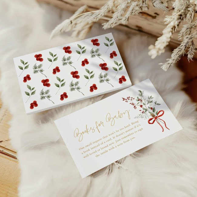 Winter Christmas Girl Baby Shower Books For Baby Enclosure Invitations