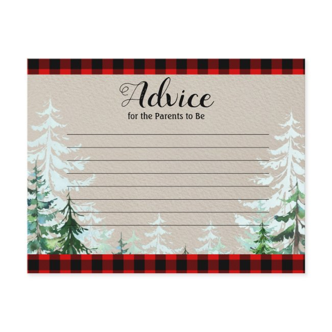 Winter Lumberjack Trees Baby Shower Advice Card