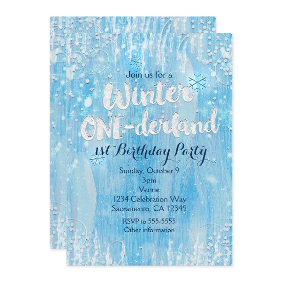 Winter One-derland 1st Birthday Party Invitations