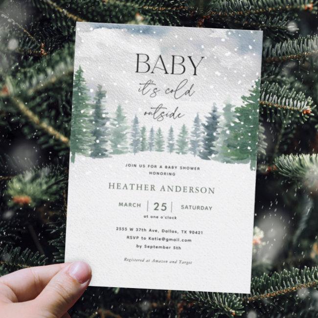 Winter Snow Baby It's Cold Outside Baby Shower Invitation
