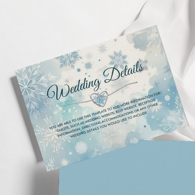 Winter Wedding Details Invitations With Snowflakes