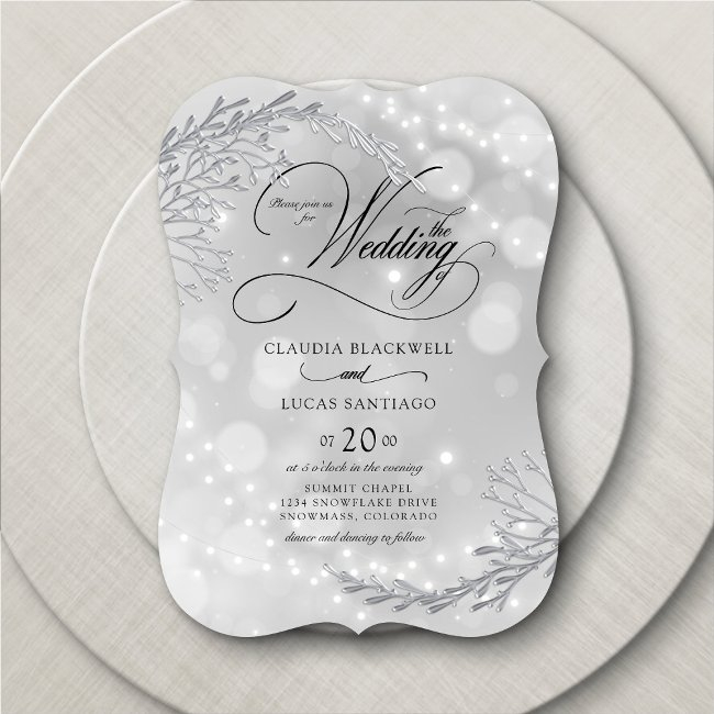 Winter Wonderland String Lights Wedding Invitation