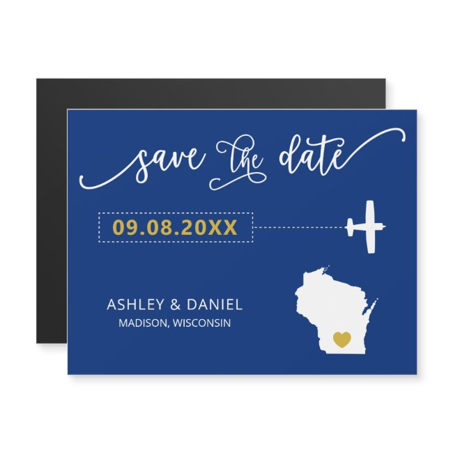 Wisconsin Wedding Save The Date Invitations, Map Magnetic Invitation