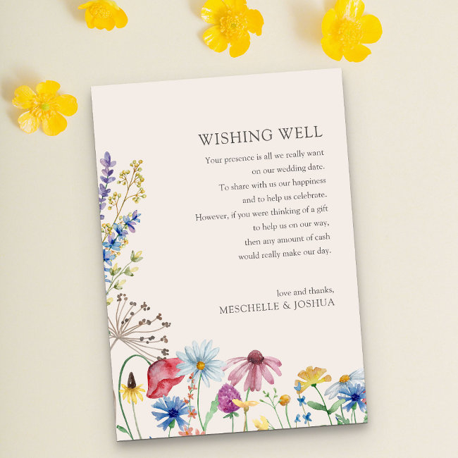 Wishing Well Wildflower Wedding Country Floral Enclosure Invitations