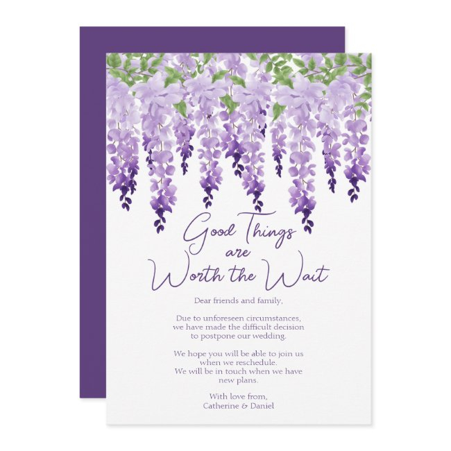 Wisteria Good Things Worth The Wait Wedding Holiday Invitations