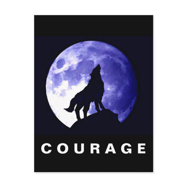 Wolf Howling At Moon Courage Motivational Postinvitations