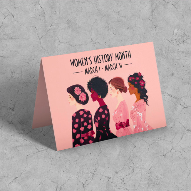 Women’s History Month Global Women Pink Floral Holiday Invitations
