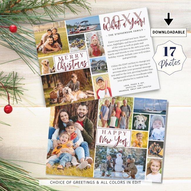 Year In Review 17 Photo Collage Custom Greetings Holiday Invitations