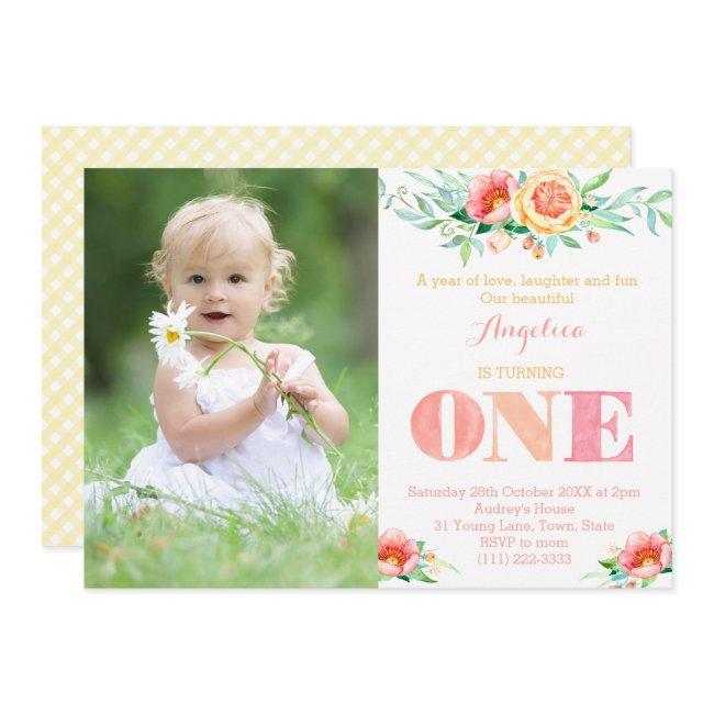 Year Of Love Laughter Fun, Girl 1st Birthday Invitation