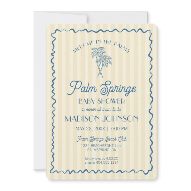 Yellow Palm Spring Pastel Beach Cabana Baby Shower Invitation