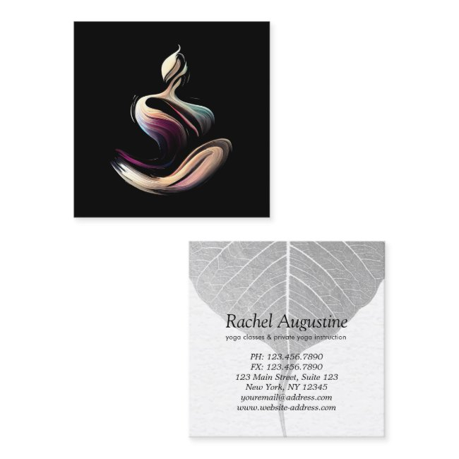 Yoga Meditation Instructor Lotus Pose Brush Stroke Square Business Invitations