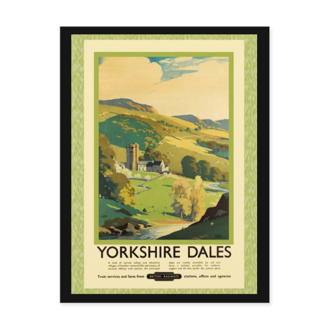 Yorkshire Dales Travel Poster Postinvitations