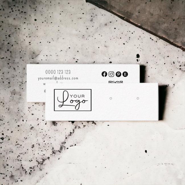 Your Logo Earring Display Social Media Qr Code Mini Business Invitations
