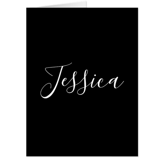 Your Name | Elegant White Script On Black Invitations