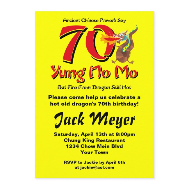 Yung No Mo 70th Birthday Invitation