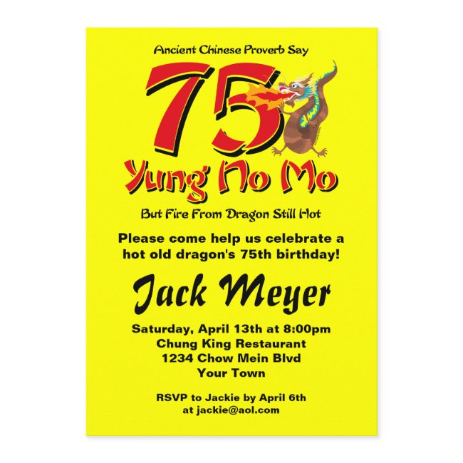 Yung No Mo 75th Birthday Invitation