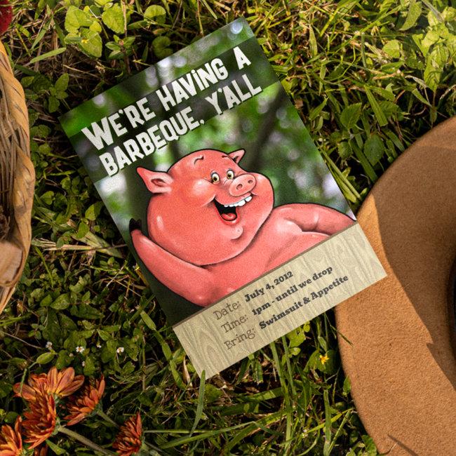 Zany Pig Roast Summer Barbecue Custom Invites