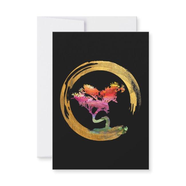 Zen Bonsai Tree Japanese Circle Enso Asian Art Thank You Invitations