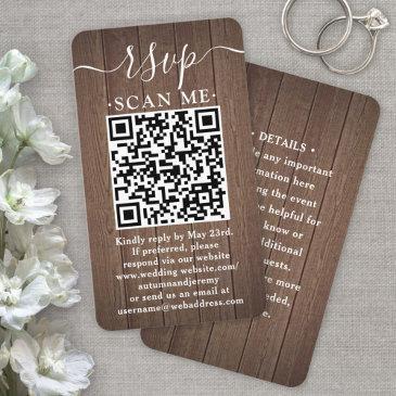 100 pack qr rsvp wedding brown faux wood enclosure business invitations