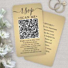 Small 100 Pack Qr Rsvp Wedding Faux Gold Enclosure Business Invitations Front View